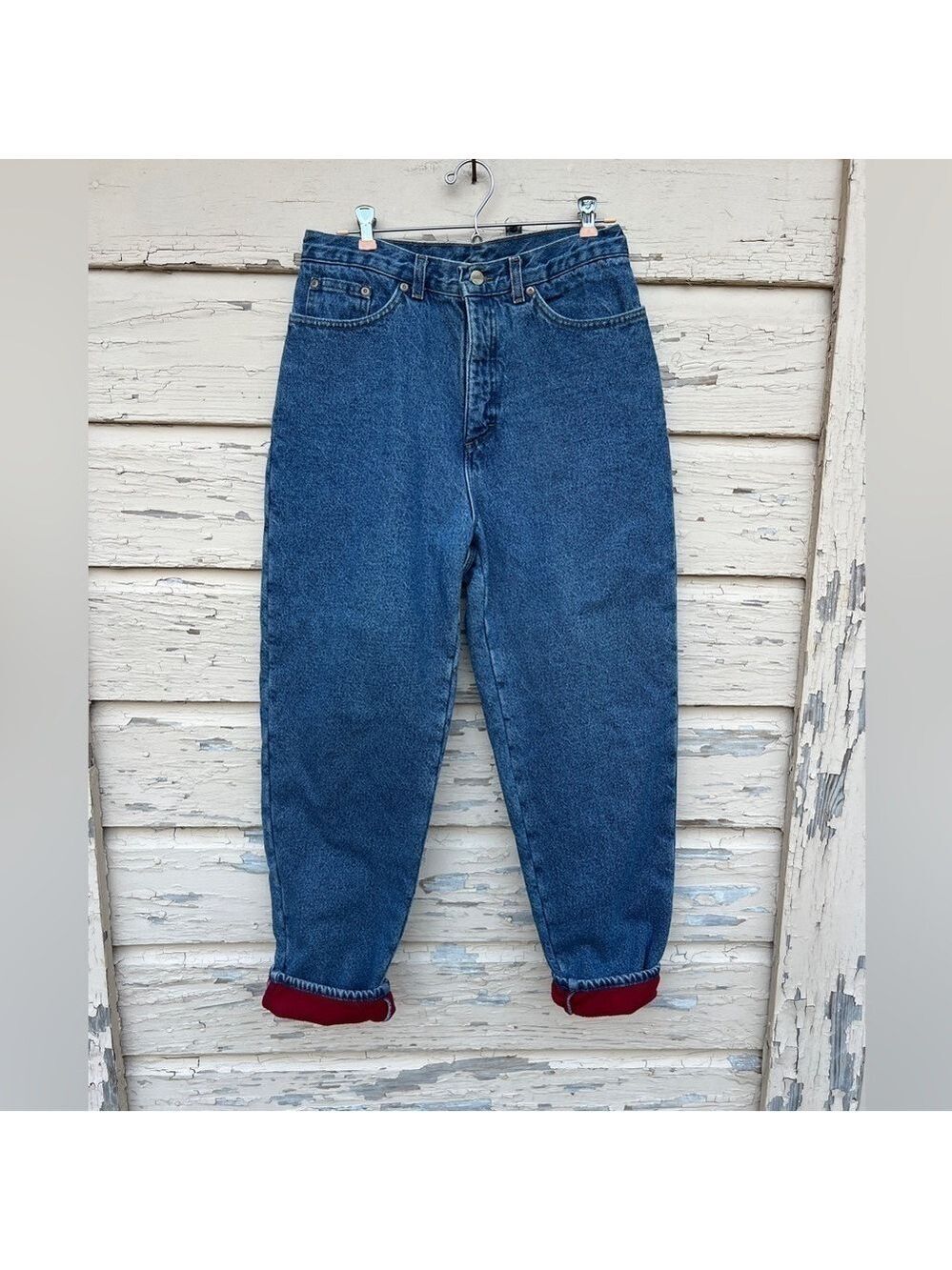 Vintage L.L.Bean Fleece Lined High Waisted Winter Denim Made In USA Mom Jeans 12
